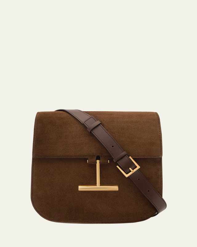 Tara Mini Flap Crossbody Bag in Suede and Leather
